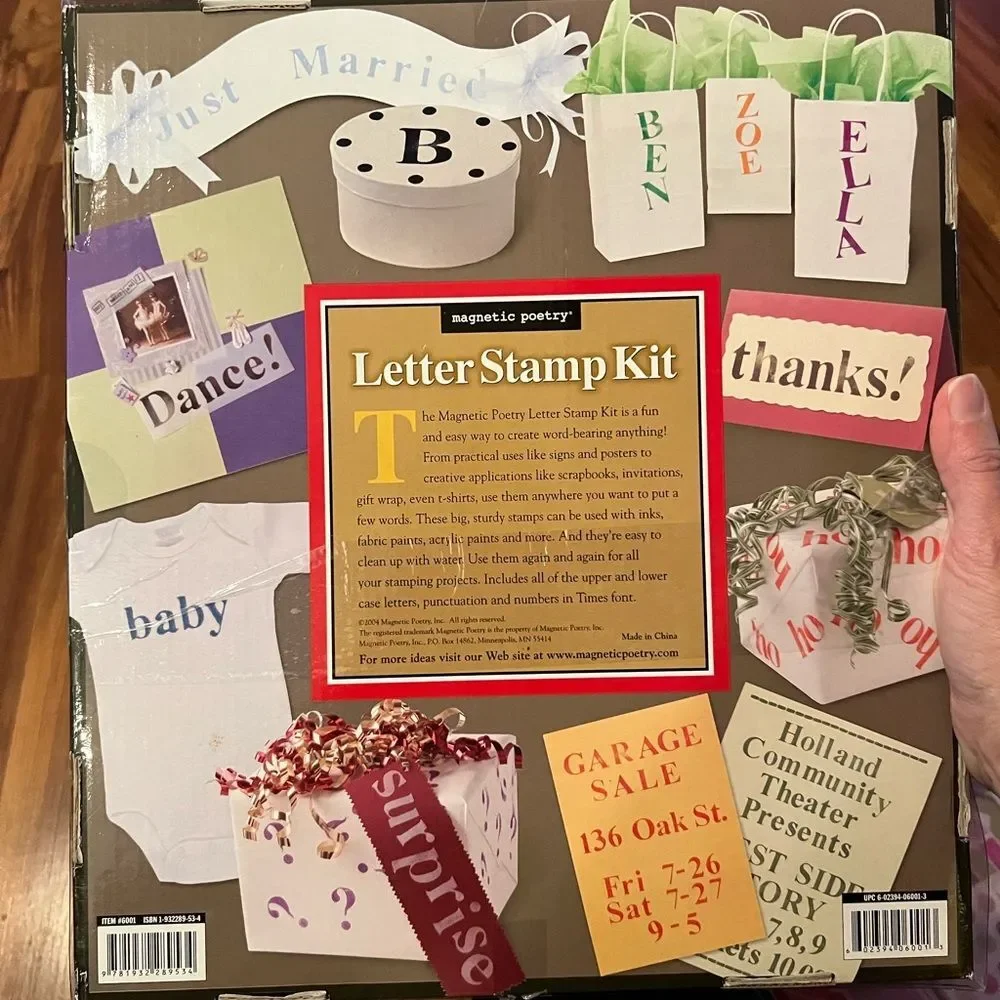 Letter stamp kit and traditional Christmas scrapbook tin